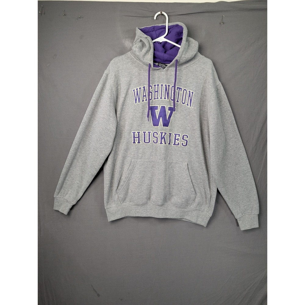 Colosseum Washington Huskies Mens Large Gray Purple Hoodie NCAA Pullover